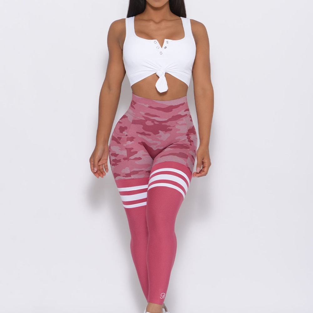 Bombshell Sportswear Scrunch Camo Thigh High Leggings in Hibiscus Camo